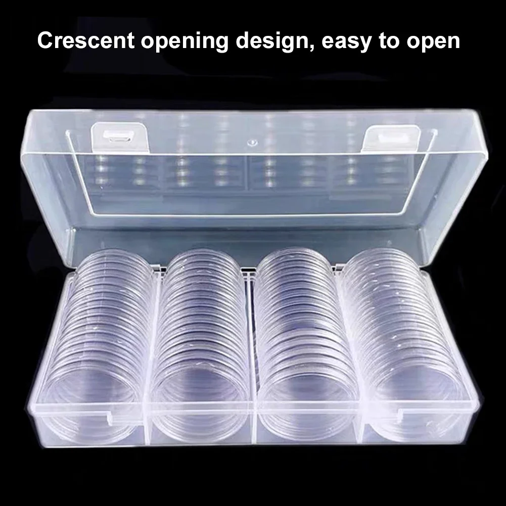 60Pcs Clear Transparent Coin Capsule Holder 33mm Round Boxed Coin Holder Plastic Storage Collectable Display Cases with capsules 5