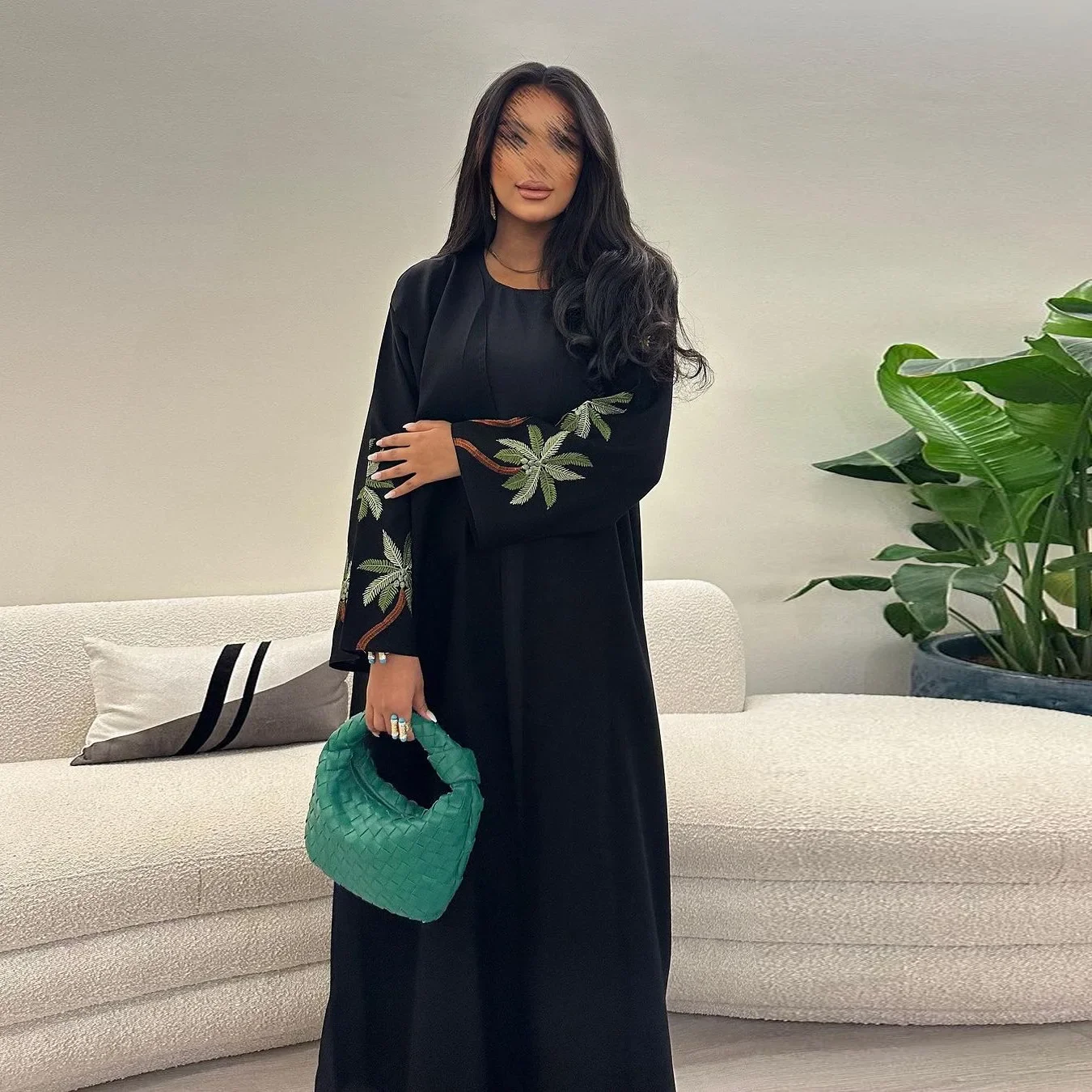 Eid Black Nida Open Abayas for Women Embroidery Abaya Dubai Saudi Arabic Muslim Dress Ramadan Islamic Clothing Morocco Caftan