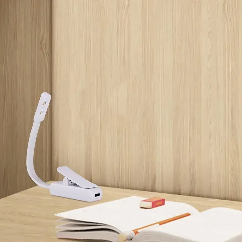 Portable Rechargeable LED Book Light with Clamps for Camping, Travel, and Study