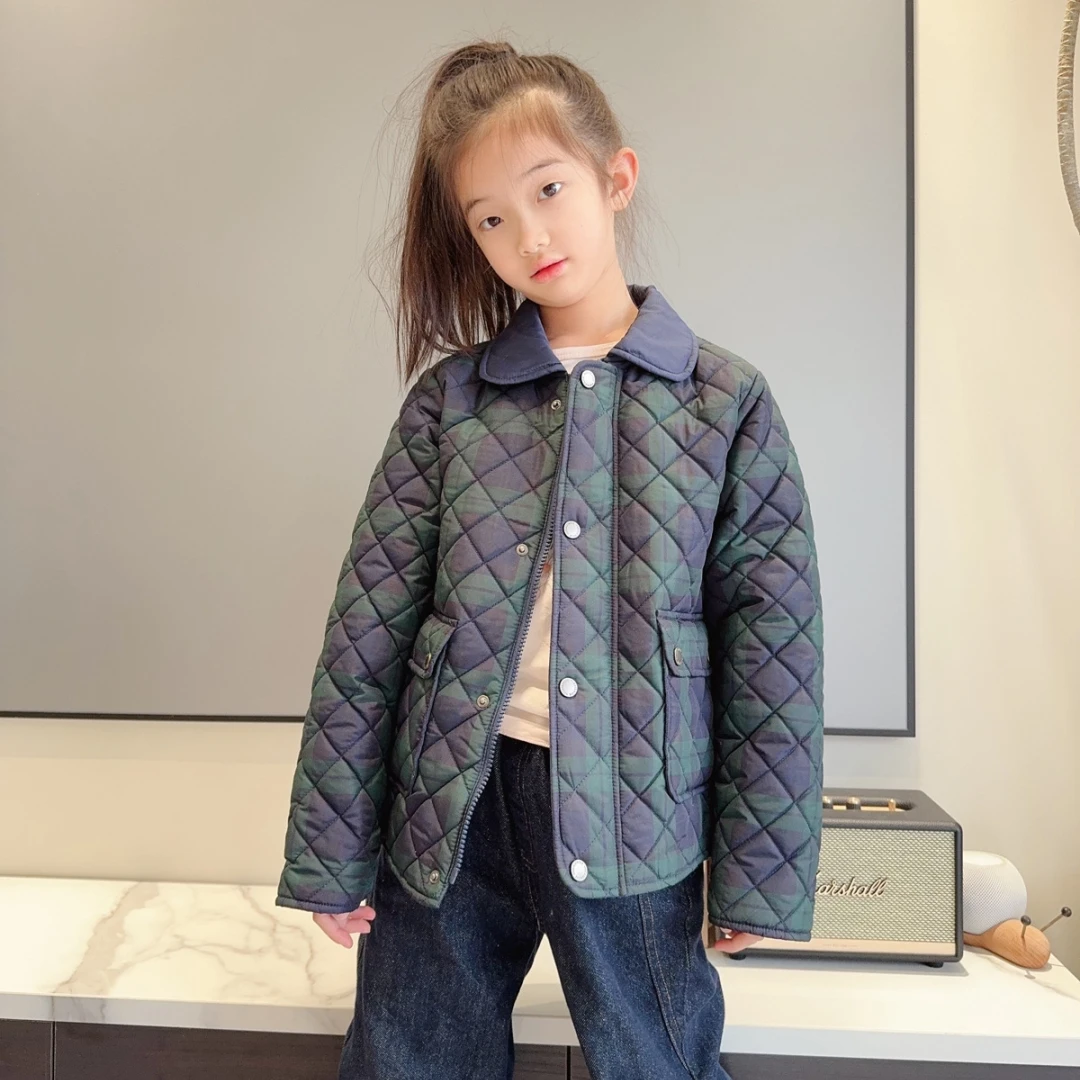2025년 신상 가을 겨울 한국 아동복 그린 칼라 코튼 코트  남아 여아 아우터 다운 자켓