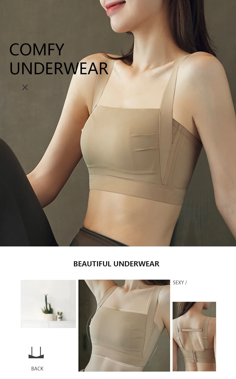 FallSweet 1/2 Uds. Sujetador deportivo sin aros para mujer Bralette de talla grande lencería cómoda Sexy diseño antiflacidez de copa completa fija