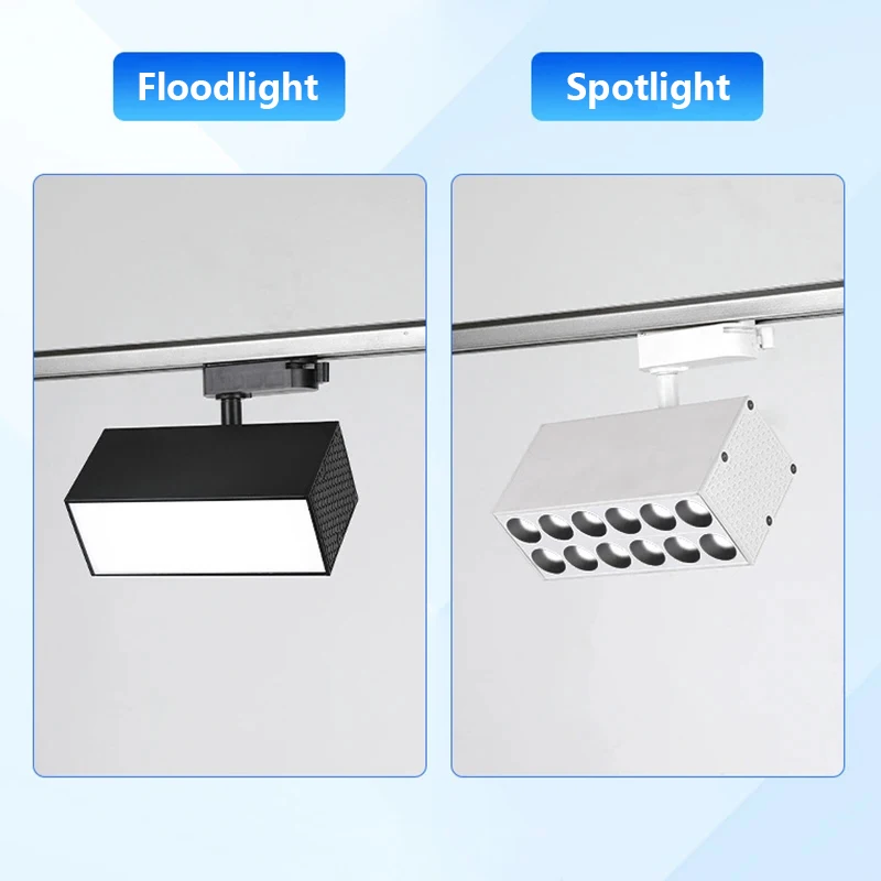 Good Quality Spotlight led Track Light 12W 24W Track Lighting Fixtures 2 Wires 3 Wires 4 Wires Rail Lamp Spot Light Grille Flood