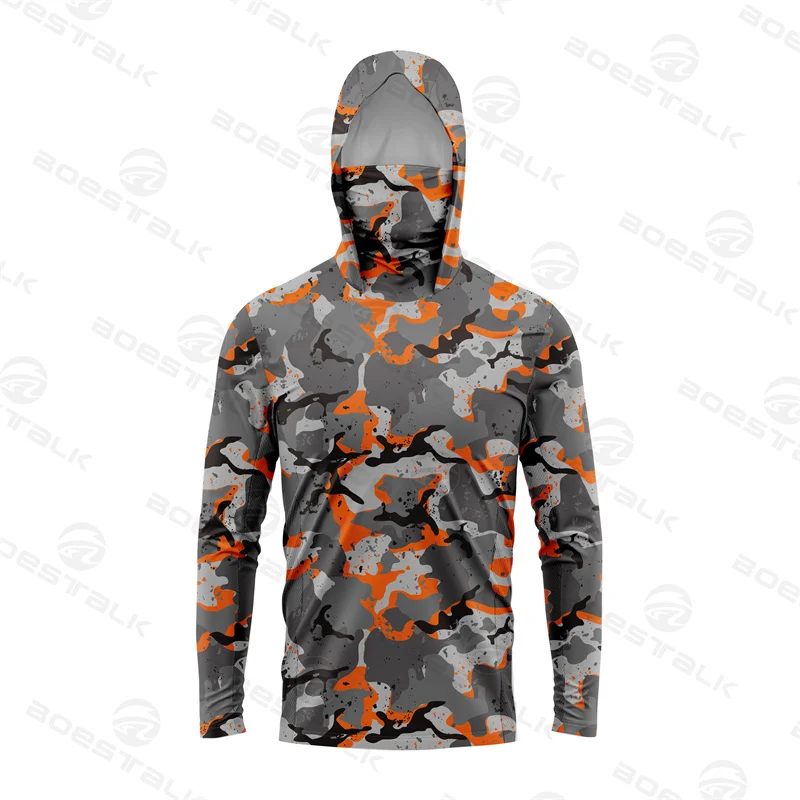 Men&rsquo;s Camouflage Outdoor Fishing Shirt Quick-drying Breathable Anti-mosquito Jacket Long-sleeve Hooded Fishing Clothing