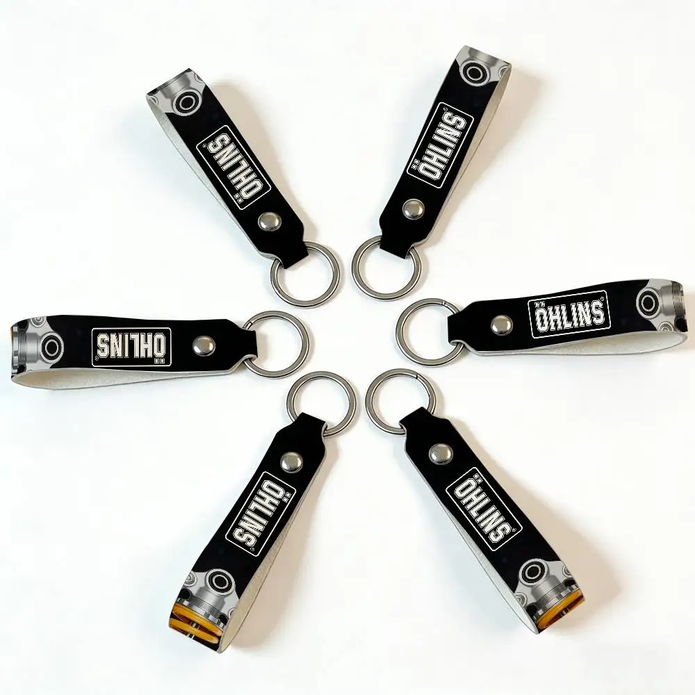 Ohlins PU 가죽 오토바이 키체인 범용 오토바이 키링 홀더 라이더 남성용 선물