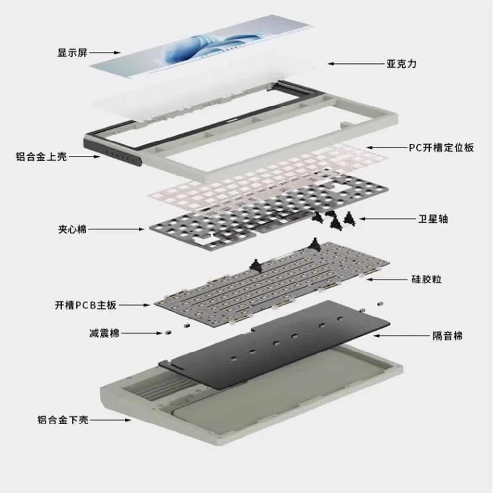 LOONGTR 무선 기계식 키보드 키트, 스크린 OLED 개스킷, PCB 핫 스왑, CNC 알루미늄 합금 게이밍 키보드, QMK VIA, DOIO82