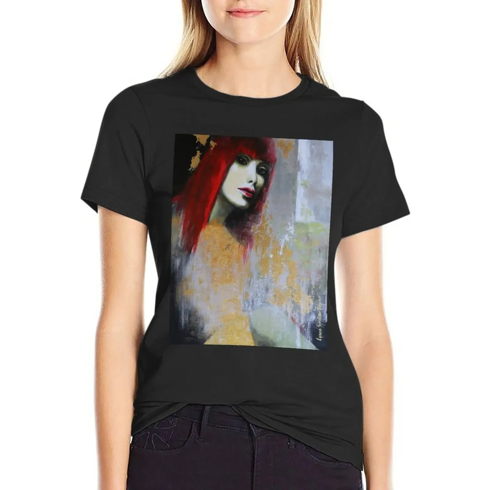 

Curious woman T-Shirt Short sleeve tee shirts graphic tees cute clothes cat shirts for Women