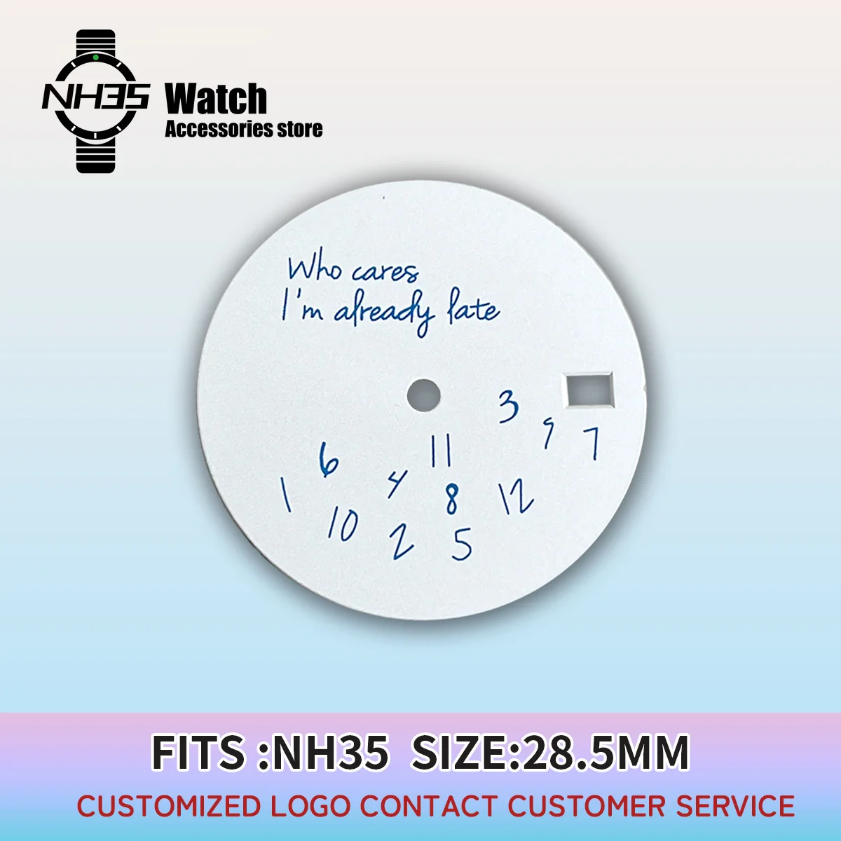 NH35 Watch Dial Who cares I'm already late For NH35 NH36 White Dial With Date Window NO Accesories Arabic Numerals watch dial accessories watch face accessories