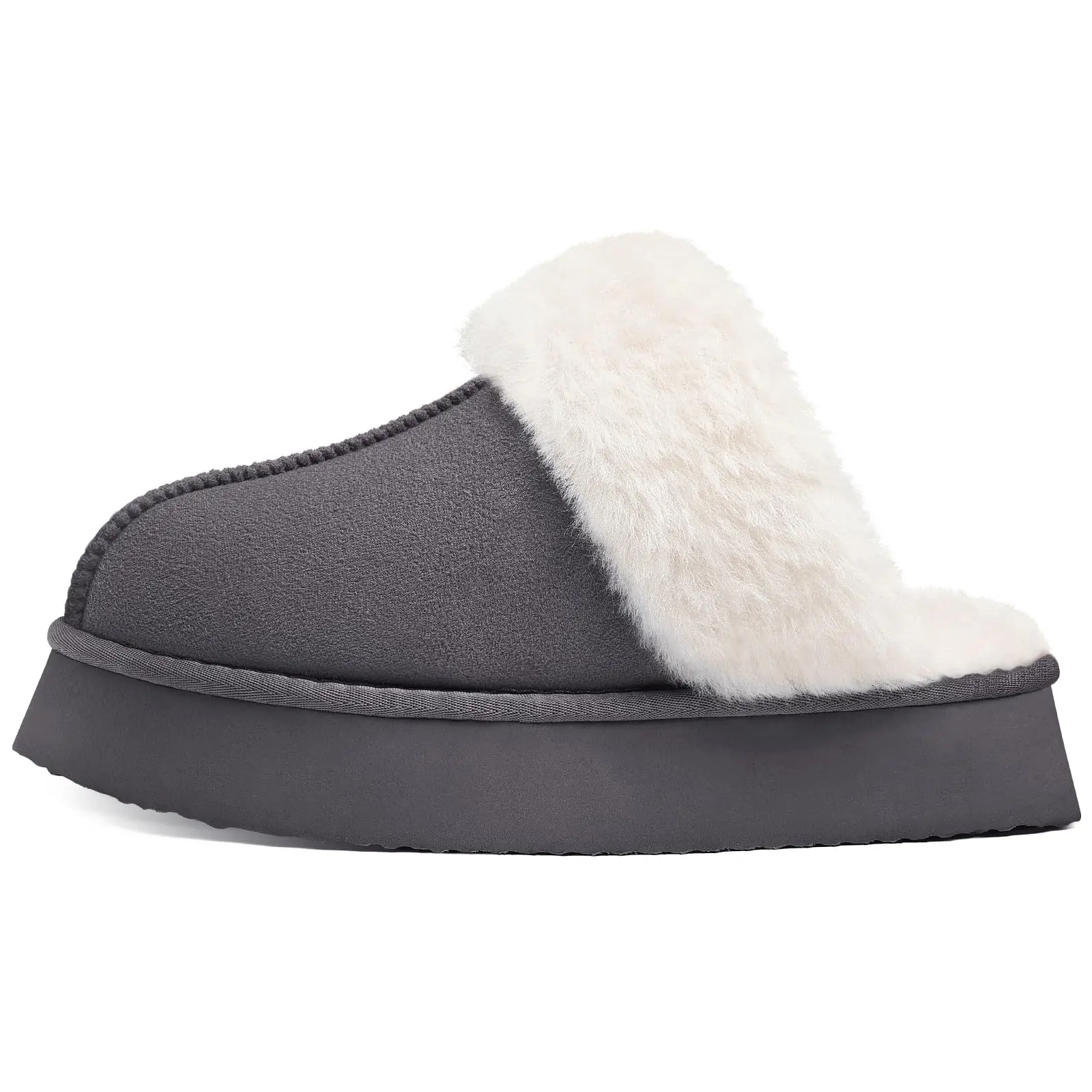Shevalues Winter Fuzzy Women Slippers Fashion Fur Slippers Soft Thick Sole House Outdoor Anti-Slip Fluffy Furry Slipper