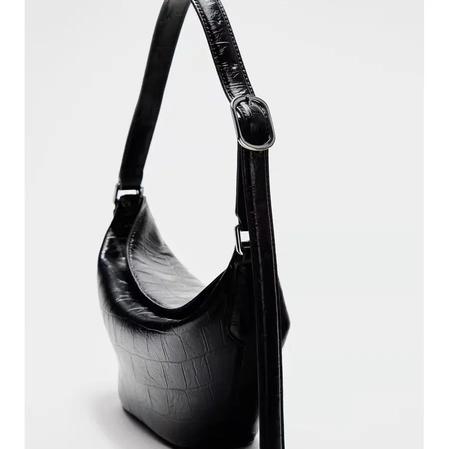 Leather Crossbody Bags Women Large-capacity Patchwork Fashion Bucket Bags Crocodile Pattern Shoulder Messenger Handbag