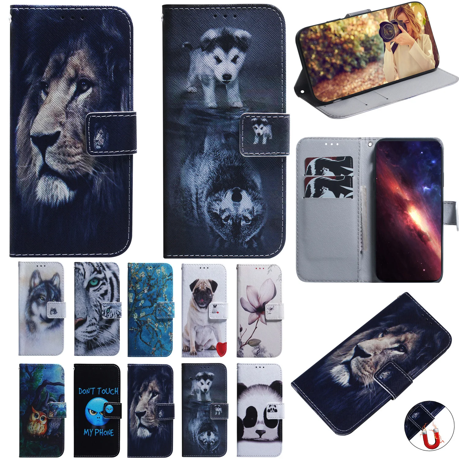 

Stand Flip Wallet Case For Samsung Galaxy J6+ J4+ PLUS J6 2018 J7 J5 J3 2016 2017 EU J2 Core Painted Protect Phone Cover