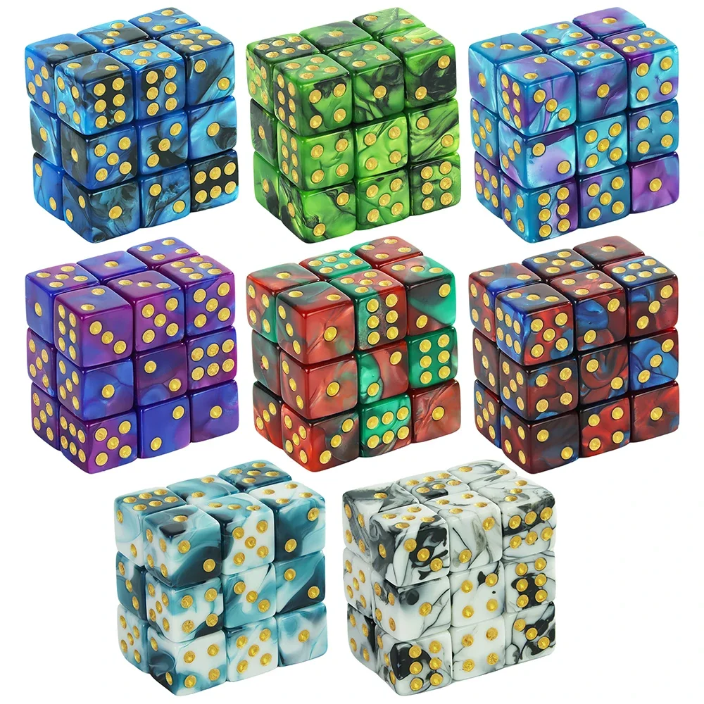 Mini dados D6 de 12mm de doble Color, esquina cuadrada de 6 lados con dados de puntos estándar para fiesta de Club, suministros de juegos de mesa DIY