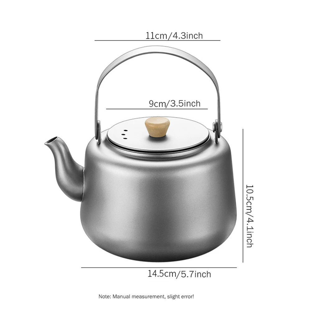Large capacity pure titanium kettle, Charcoal furnace boiling tea pot, Outdoor cookware, Travel portable boiling water kettle