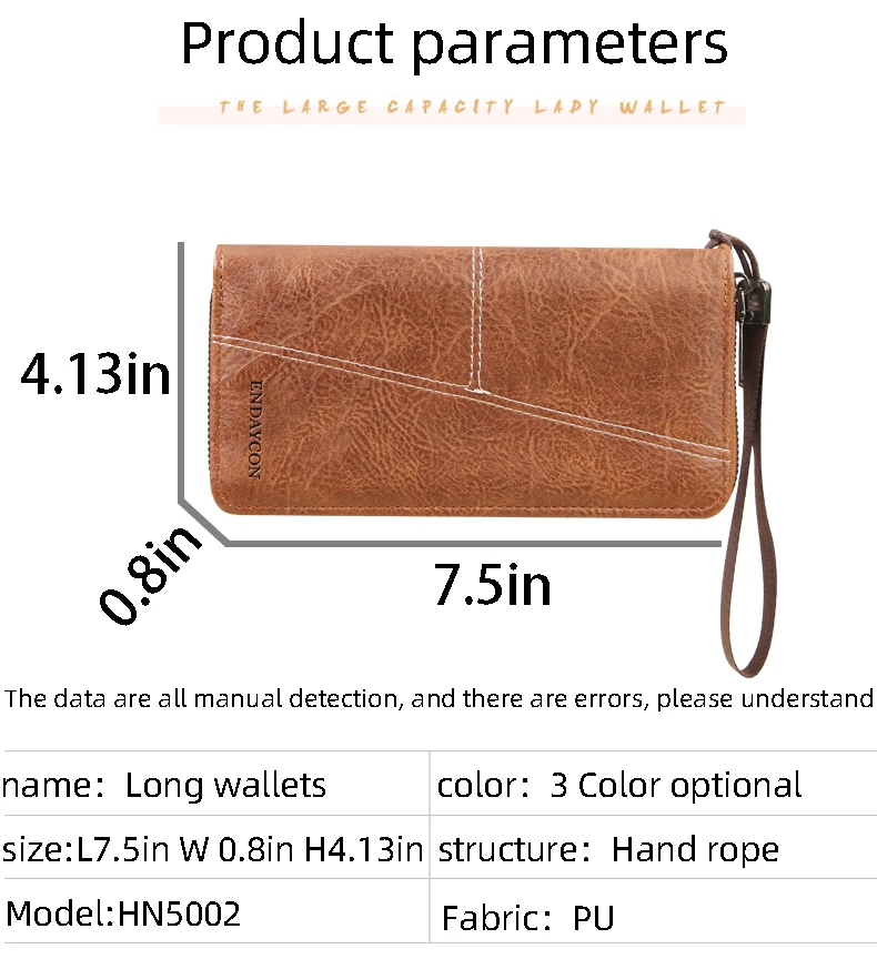 Lange Herrenbrieftasche aus Leder mit Reißverschluss