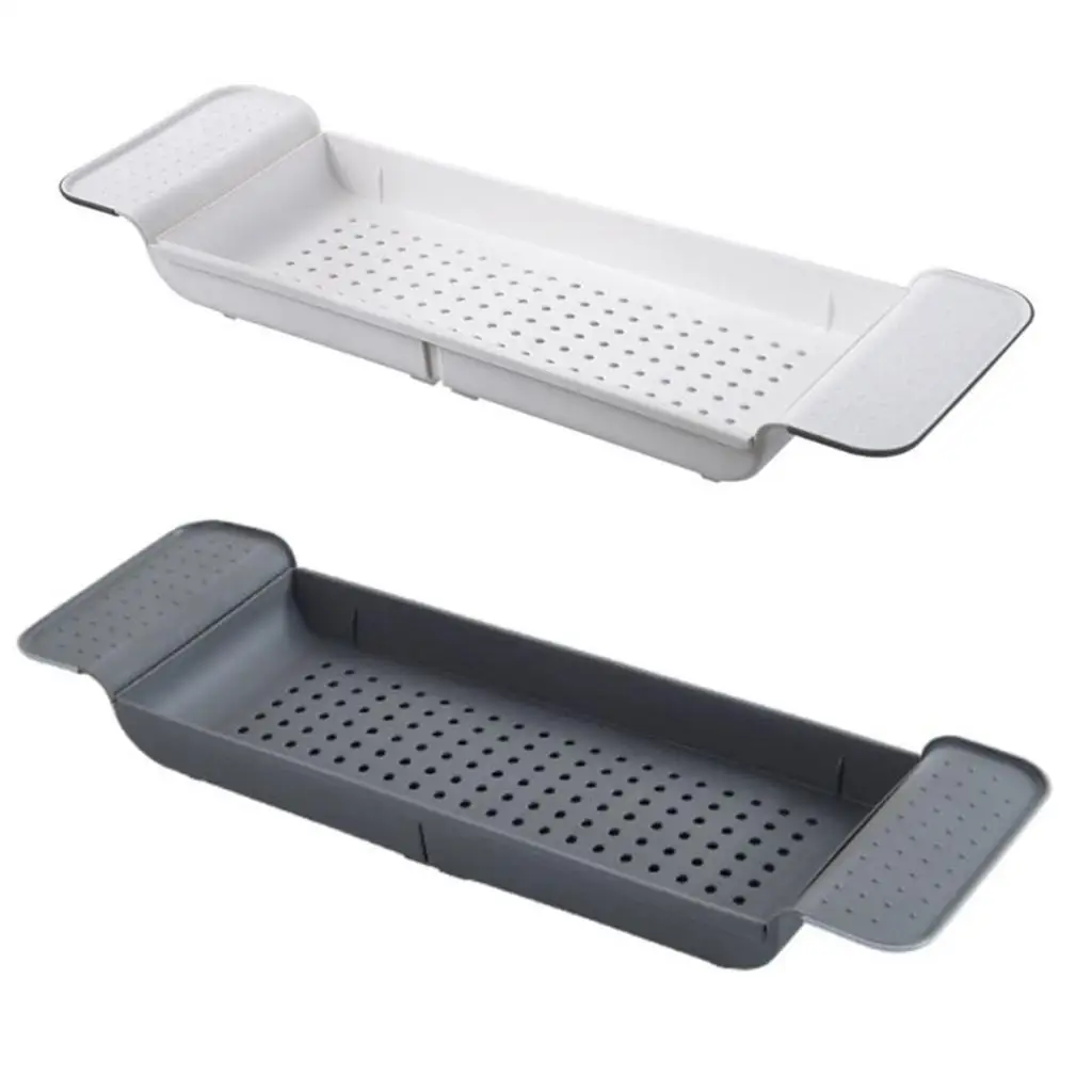 Plastic Bath Tray, Retractable Bathroom Storage Shelf, Towel Storage And Kitchen Soap Rack