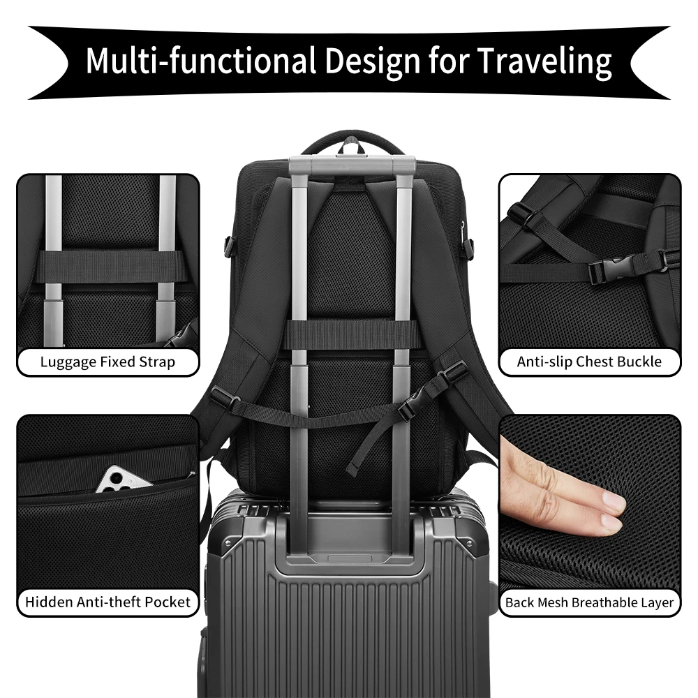 Large Capacity Men's Backpack Fashionable and High-end Casual Backpack Women's Travel Backpack Waterproof Computer Bag EURCOOL