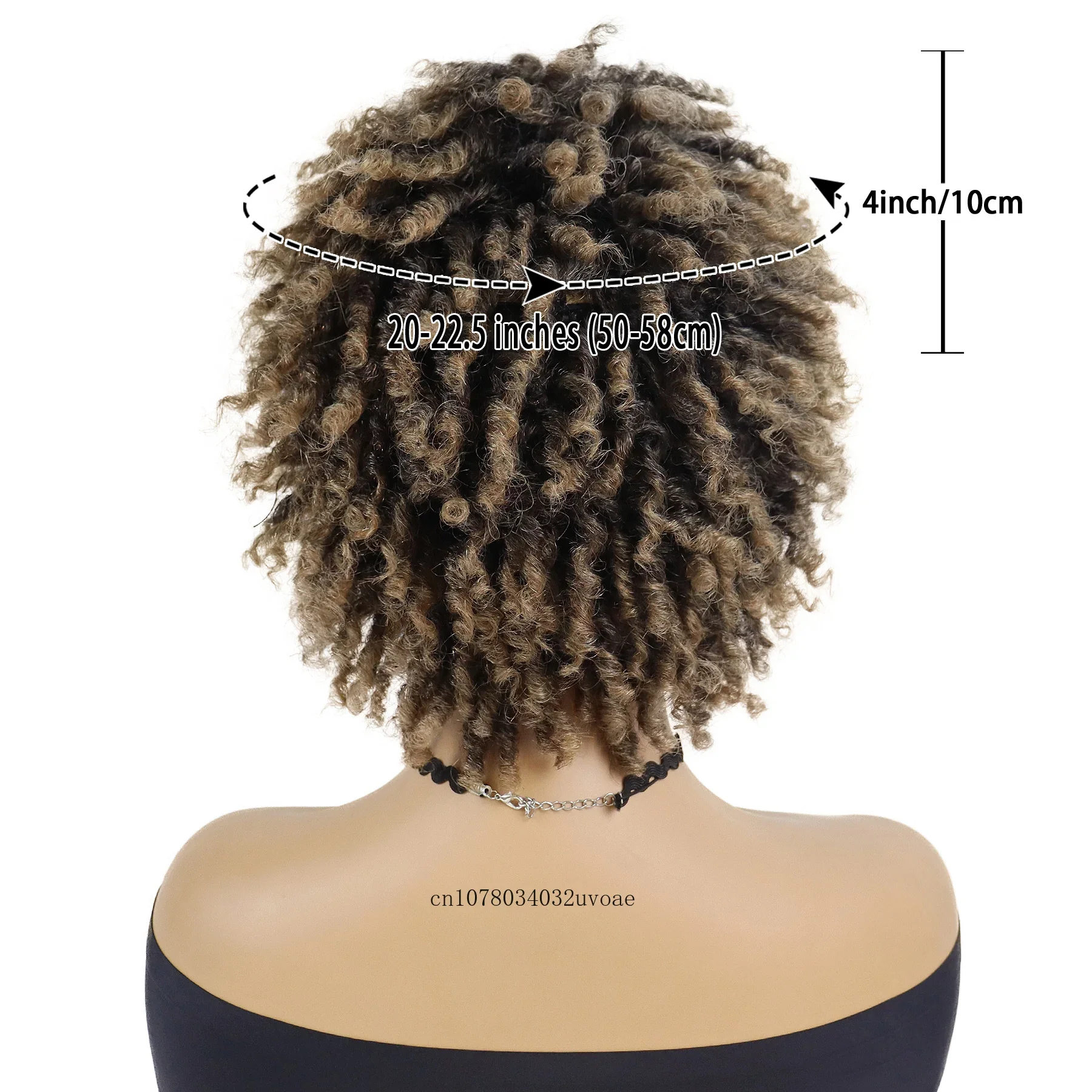 Synthetic Braided Wig for Women Locs Crochet Twist Hair Short Afro Wig Ladies Dreadlock Light Brown Daily Curly Cool Girl Bouncy