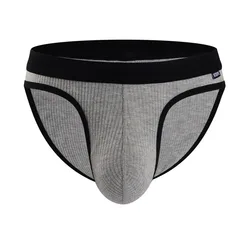 Men's Breathable Low Waist Sexy Briefs with U - Convex Pouch - XXXL (GRAY)