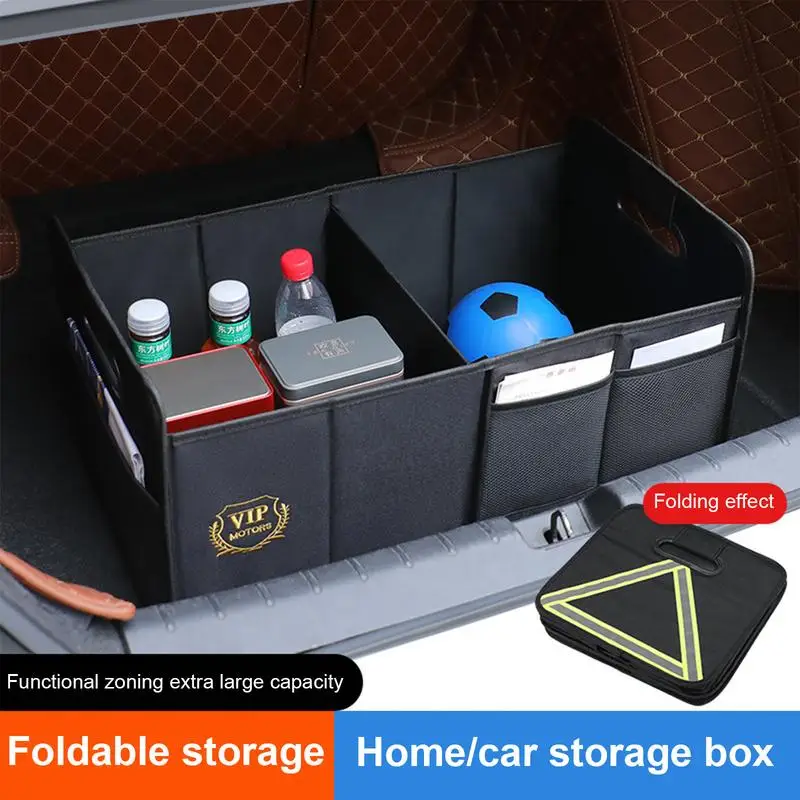 

Foldable Trunk Storage Box 50L Divided Organizers Car Trunk Organizer Foldable Finishing Anti Slip Vehicle Oxford Cloth Box