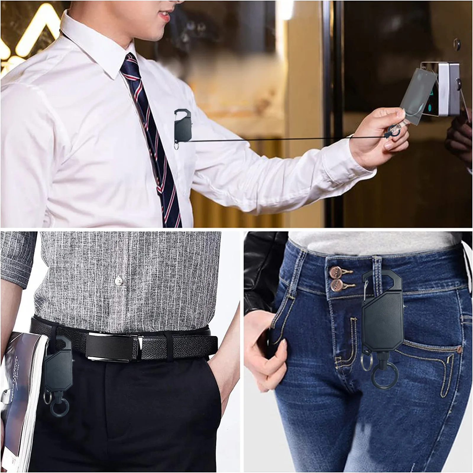 Retractable Badge Reel Anti-theft Metal Buckle Rope Elastic Keychain Retractable Key Ring Tools