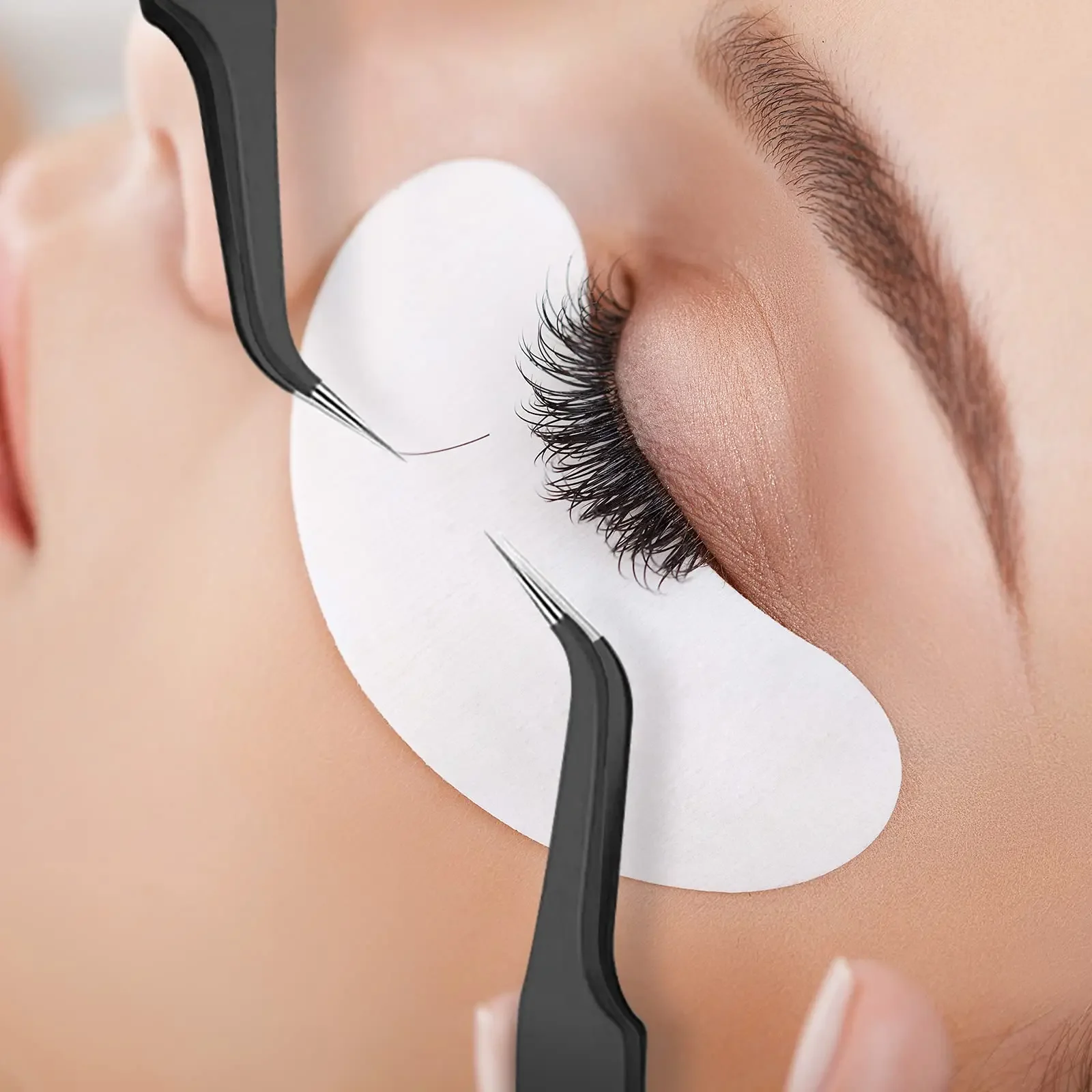 1/9Pcs 핀셋 뾰족한 팁 속눈썹 연장 핀셋 스테인레스 스틸 곡선 팁 보호 커버가 있는 곡선 팁 핀셋
