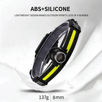 High Power LED Headlamp 7 Modes XPE+COB Sensor Headlight Head Torch Flashlight Head Lamp By 18650 Battery For Fishing Hunting 5