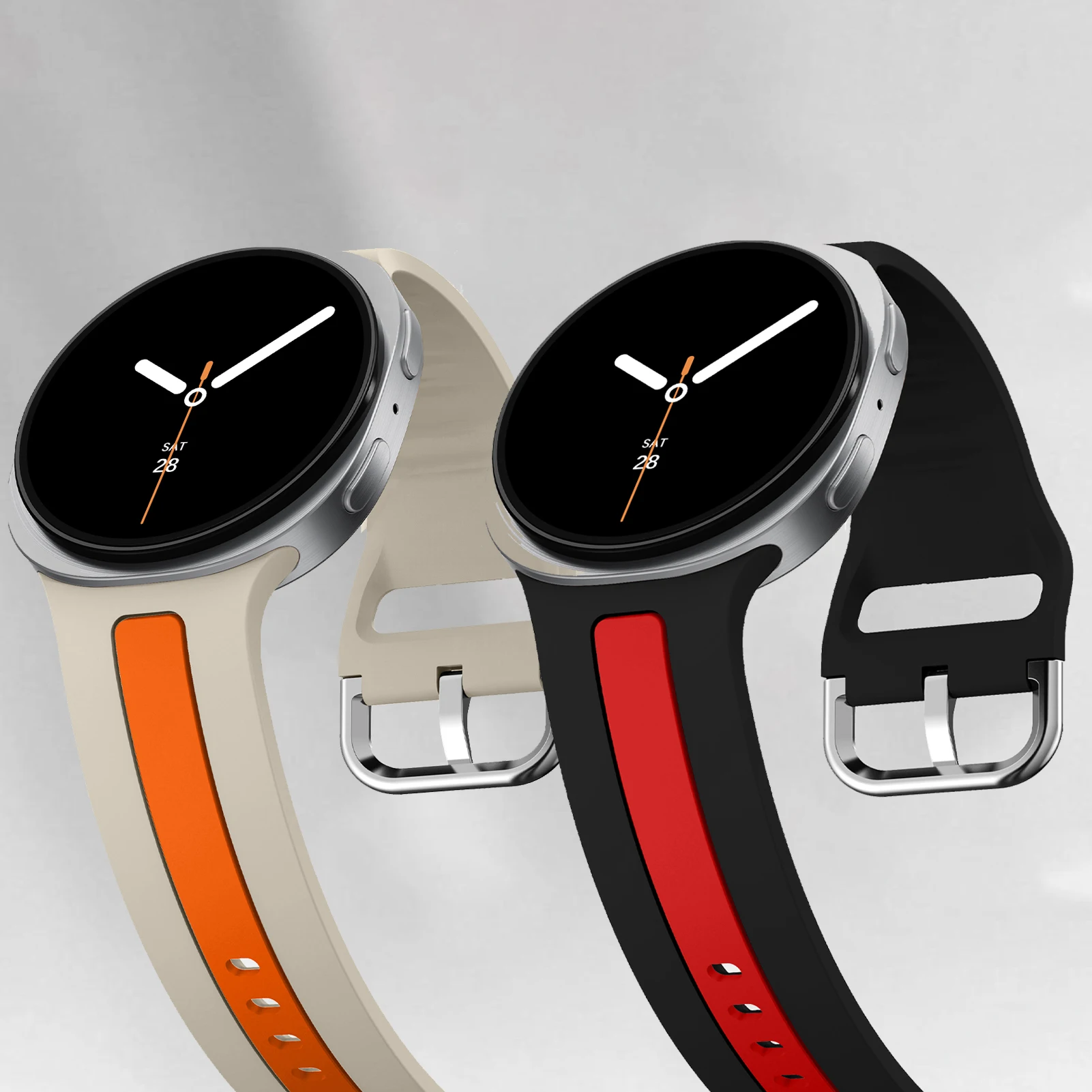 Zweifarbiges Silikonarmband für Samsung Galaxy Watch 9 8 Classic 46 40mm 44mm Sport Ersatzarmband Correa Galaxy Watch 8 Armband