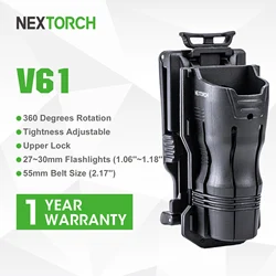 Nextorch Flashlight Holster V61, 360 Degrees Rotatable Durable Tactical Flashlight Pouch Torch Case for 1.06