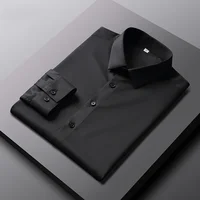 Men's Casual and Fashionable Long Sleeved Solid Color Shirt Non Ironing and Wrinkle Resistant Business Top 5