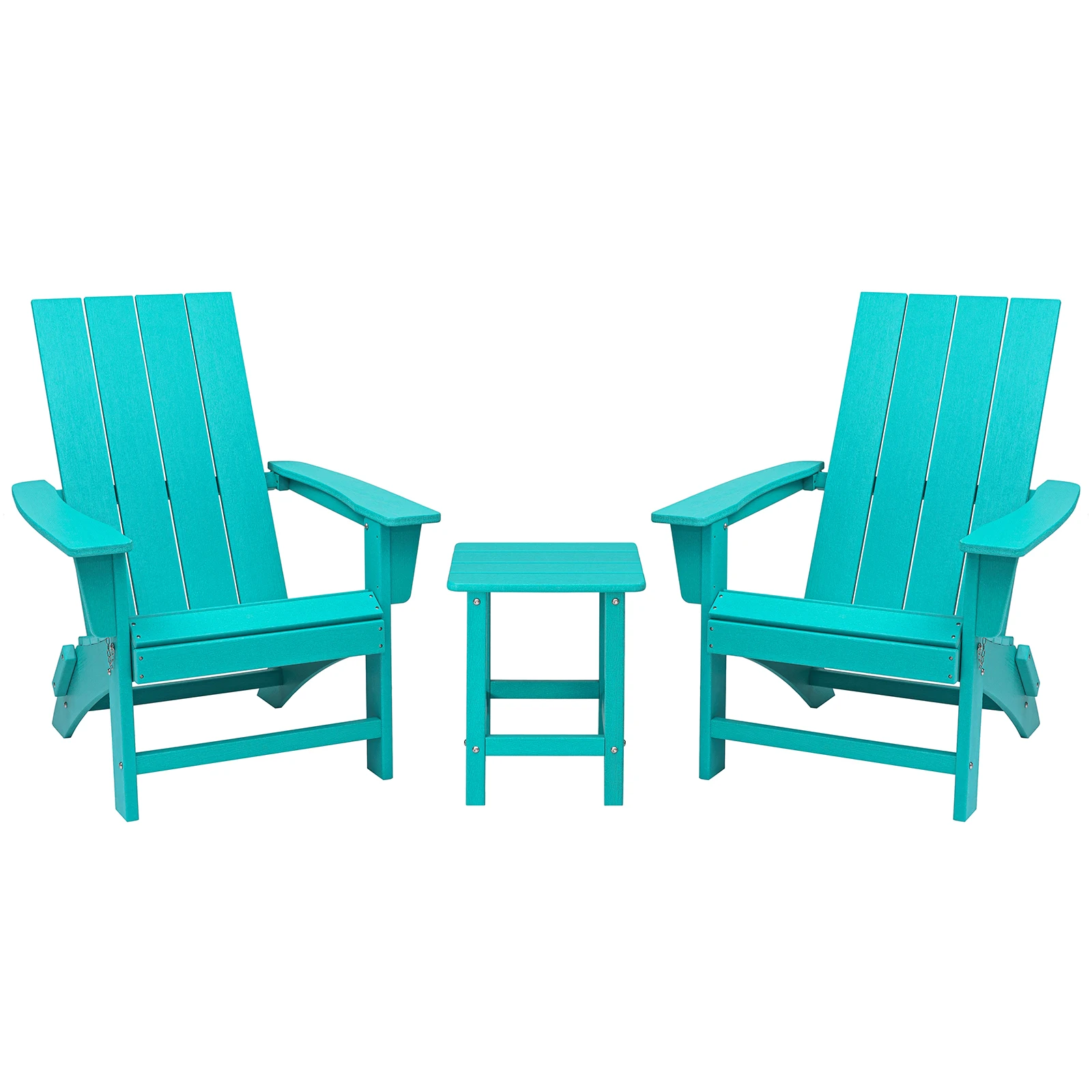 Portable Chairs Table Set of 3, Folding Adirondack Chair Table for All Weathers, Outdoor Fire Pit Chairs for Patio Poolside 2