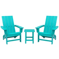 Portable Chairs Table Set of 3, Folding Adirondack Chair Table for All Weathers, Outdoor Fire Pit Chairs for Patio Poolside 2
