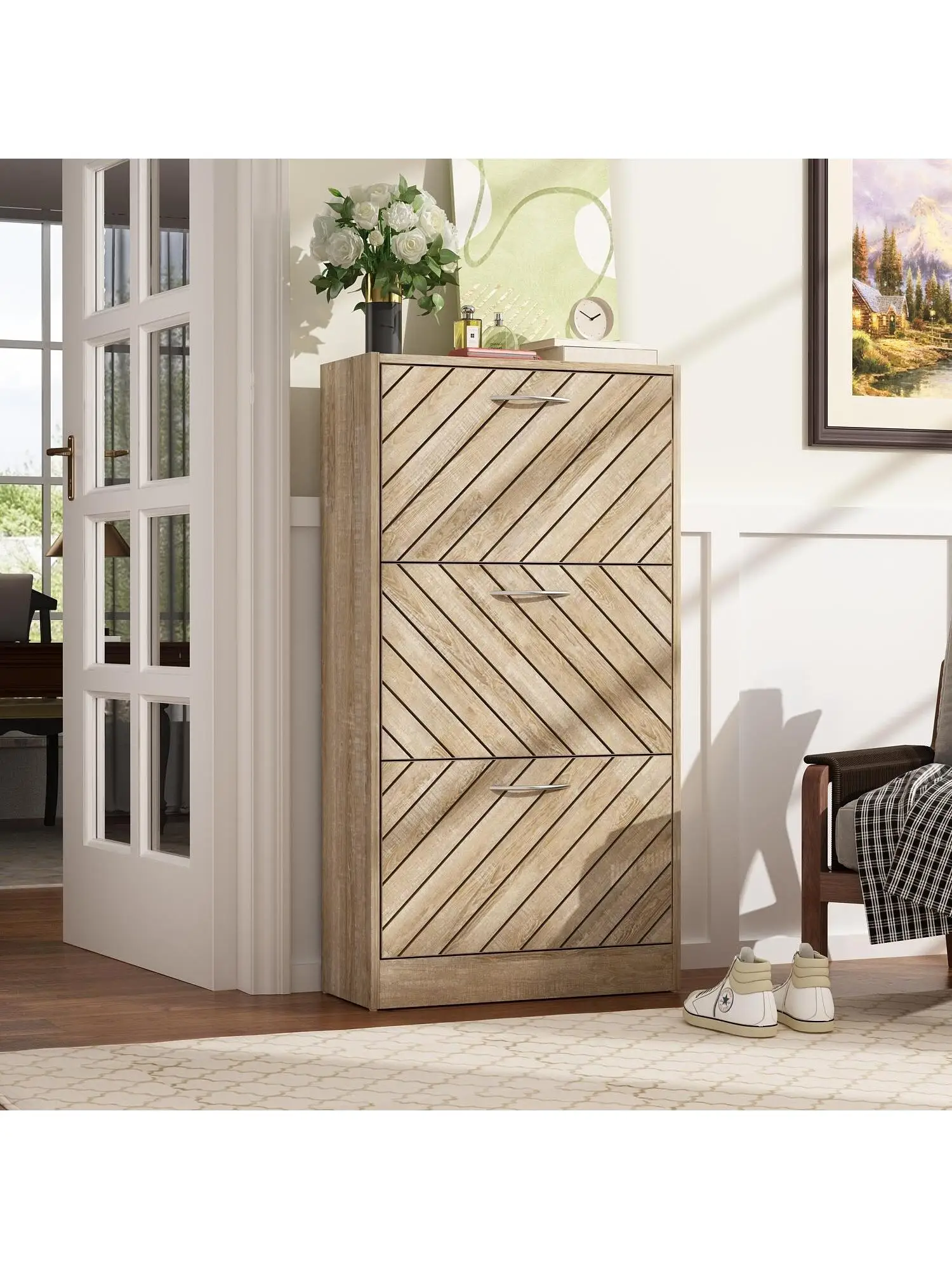 

Freestanding 3 Flip Drawers Shoe Cabinet Storage Organizer