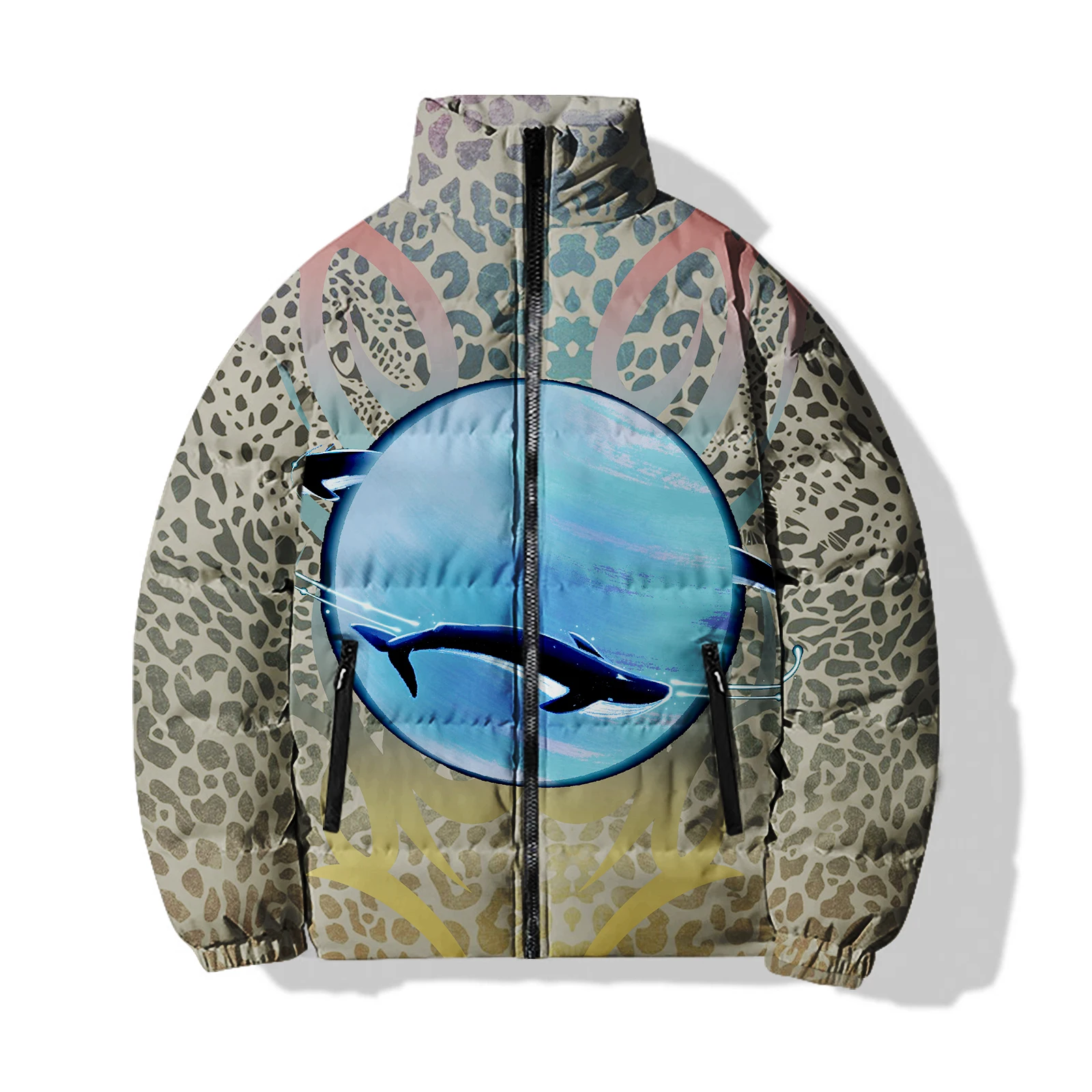 thumbnail image 1 of Abrigos de moda para hombre, chaquetas casuales y versátiles para hombre, chaqueta de algodón con estampado de peces personalizado, abrigo cómodo y cálido para hombre, 1 of 5