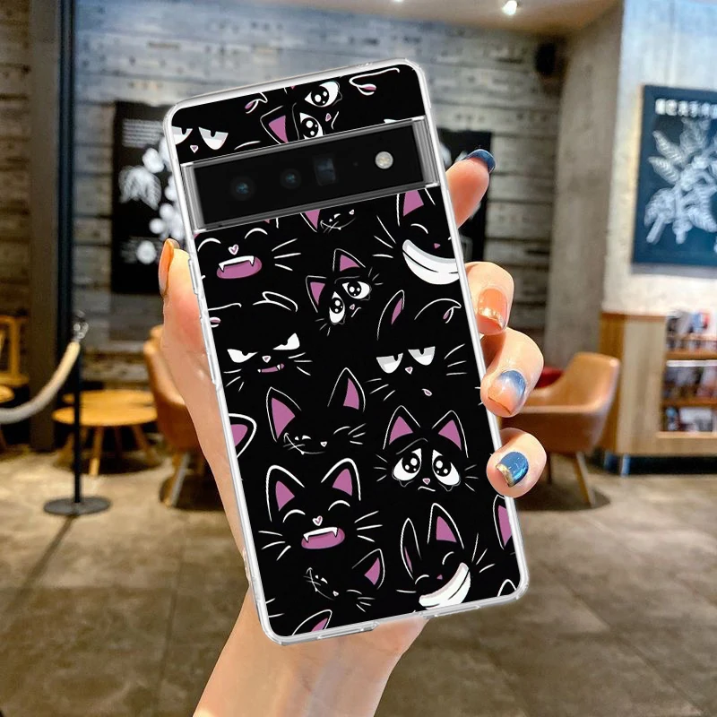 Transparent Soft TPU Phone Case with Cute Cartoon Cat Pattern