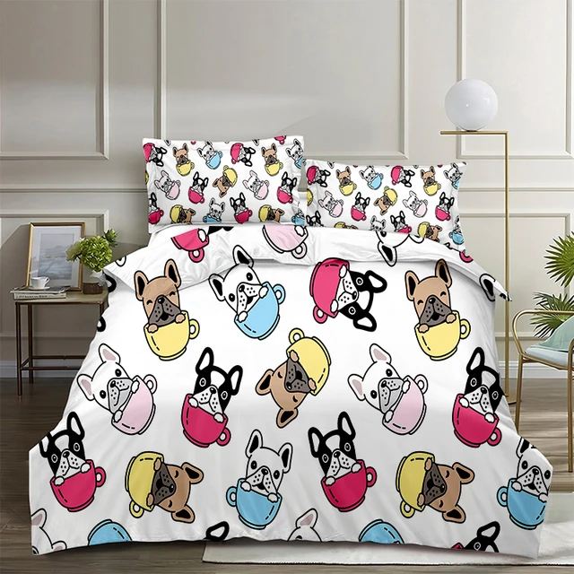  Lynnezilla Duvet Cover 3 Pieces Bedding Set French Bulldog Bedspread  Comforter Set Bed Cover All Season Twin/Full/Queen/King Size, 1 Duvet Cover  + 2 Pillowcase - Twin Size (68x87,180x220cm) : Home 