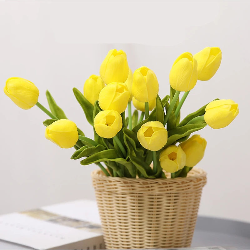 20 Pcs Tulips Artificial Flowers Real Touch PU Tulip Bouquet for ...