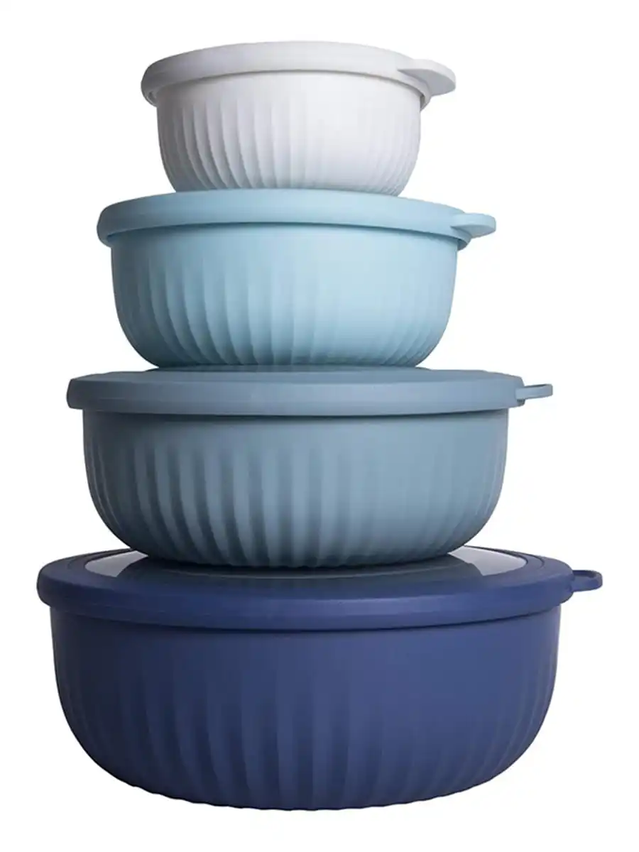 Meoky 8pcs/Set Assorted Size Round Plastic Nested Bowls With Lids - Multi-Size Food Storage Containers