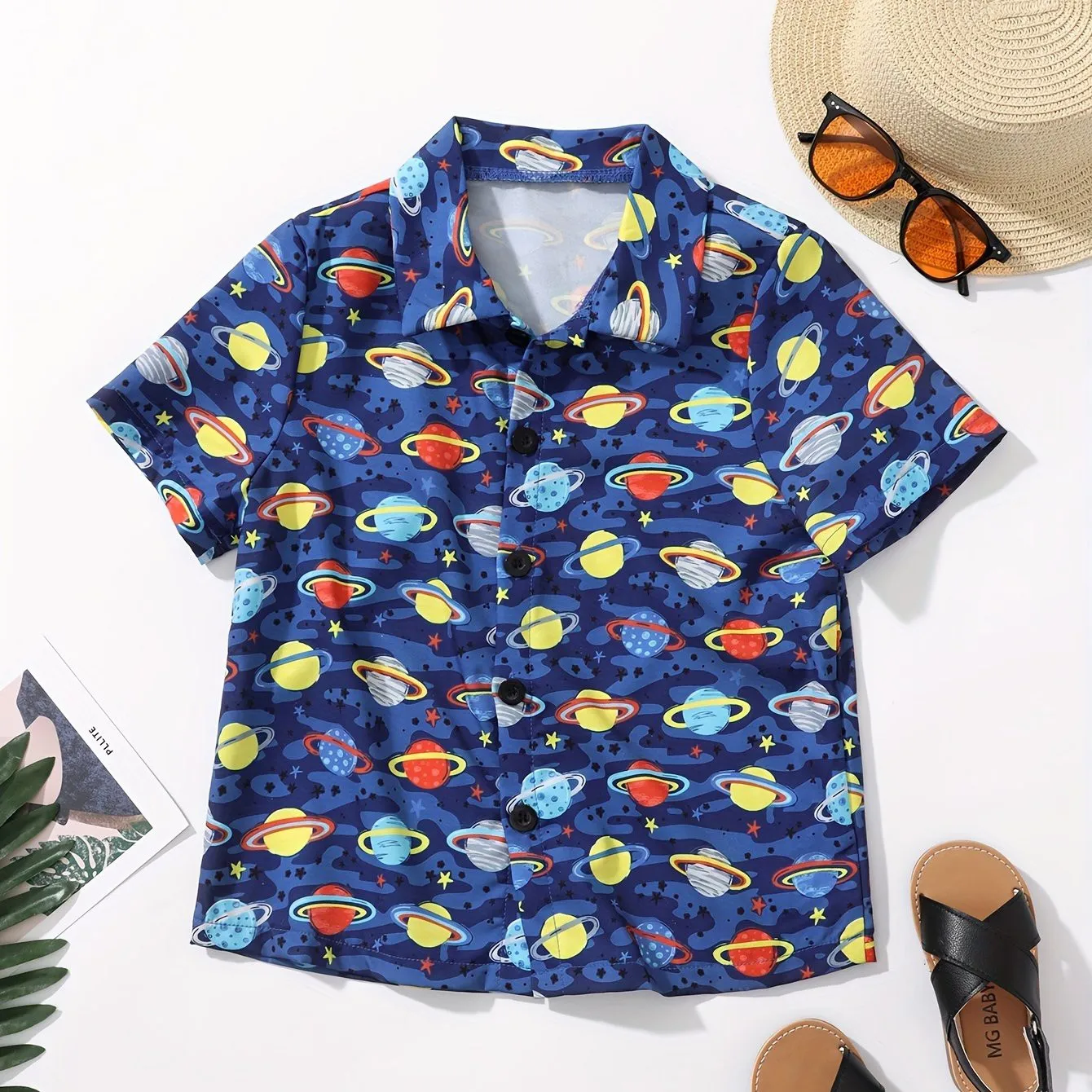 Fruit Cherry And Banana Print Boys Girls Creative Shirt Casual Short Sleeve Lapel Summer Outdoor Tops