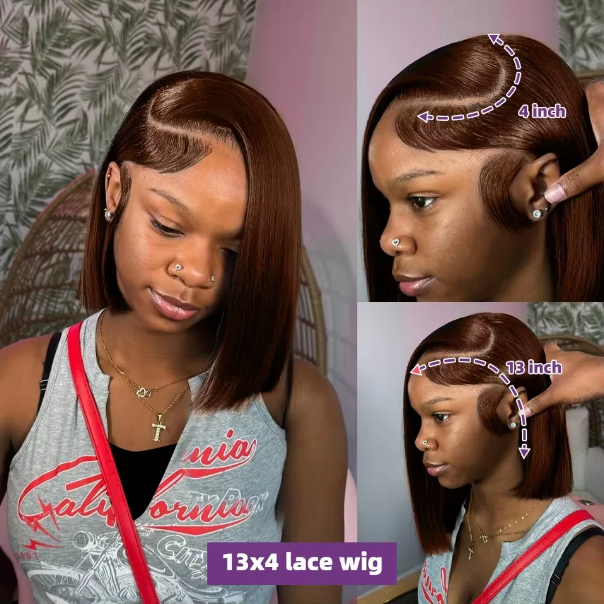 Chocolate Brown Straight Bob Wigs Human Hair 13x4 Transparent Lace Wigs Remy Hair 4x4 5x5 2x6 Closure Lace Bob Wig Pre Plucked 4