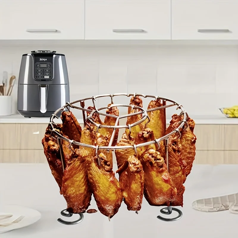 Air Fryer Skewer Stand Vertical Multi-pin Stainless Steel BBQ Holder Air Fryer Accessories Skewers for Grilling Kitchen Tools