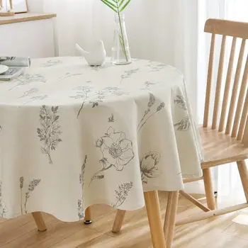 Tovaglia rotonda con stampa felce, tovaglia rotonda in lino di cotone per cucina, sala da pranzo, uso decorativo per interni ed esterni in fattoria 1
