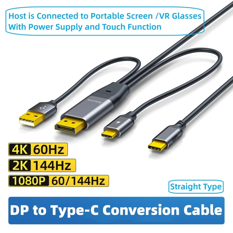 DP to Type-C Connection Cable 4K 60Hz 1080P HD Converter Data Cable for Laptop DP Connect Type-C Portable Screen VR Glasses displayport to hdmi adapter,dp to hdmi adapter