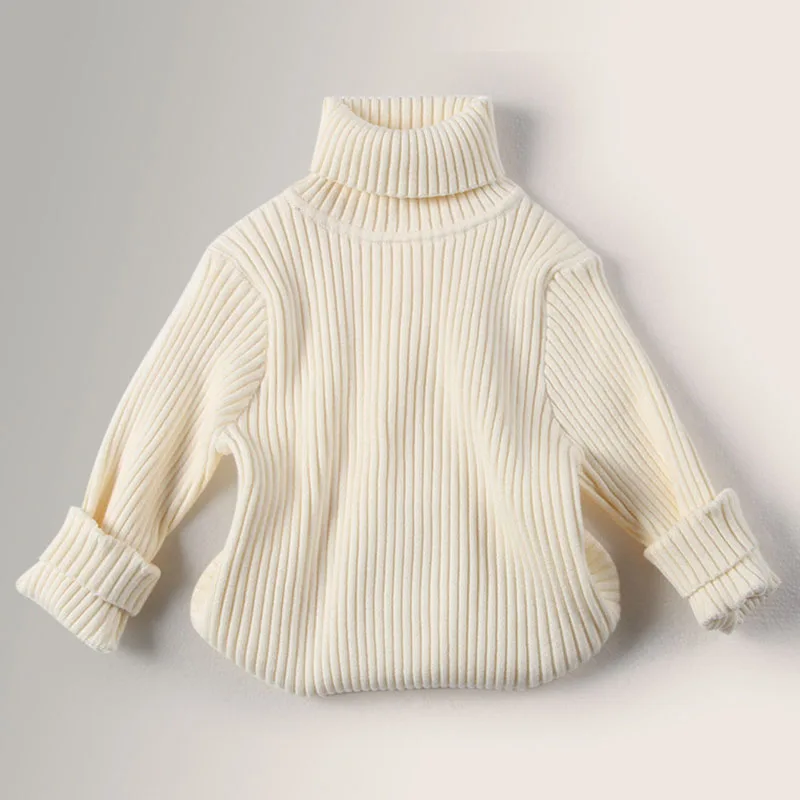Autumn Winter Baby Boys Girls Turtleneck Sweaters Kids Pullover Top Solid Color Knitted Bottoming Sweaters Children Clothing kids sweater