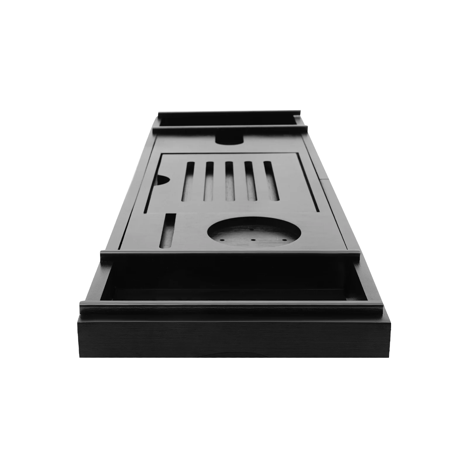Black Bamboo Expandable Bathtub Tray Adjustable 29.52-43.7in with Wine Glass Slot Phone Tablet Holder 2 Towel Rack for Most Tubs