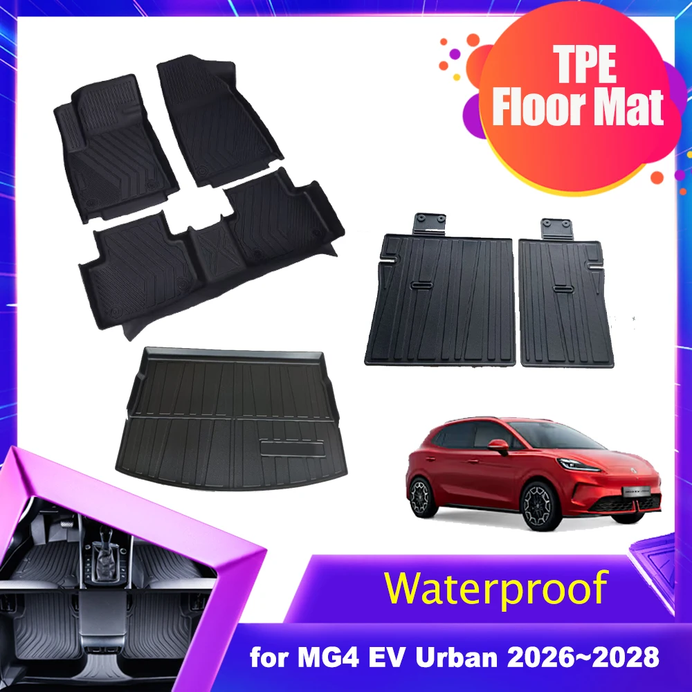 Tappetini Auto per MG4 EV Urban 2026~2028 2027 in TPE, Rivestimento Interno, Tappeto Impermeabile per Bagagliaio e Sedili, Accessori