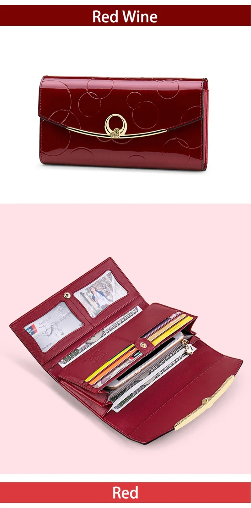 Genuine Leather Wallets	for Women Luxury Designer Purses RFID Card Holder Women's Long Handbag High Quality Ladies Gift