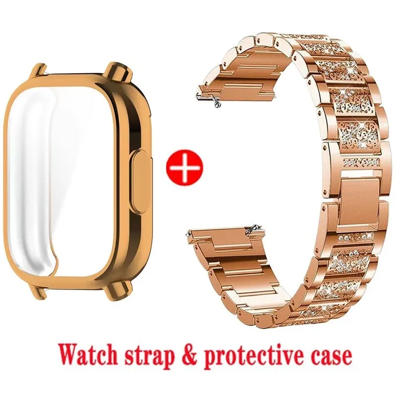 Elegant Diamond Strap and Case for Smartwatches - Stainless Steel Women's Bracelet