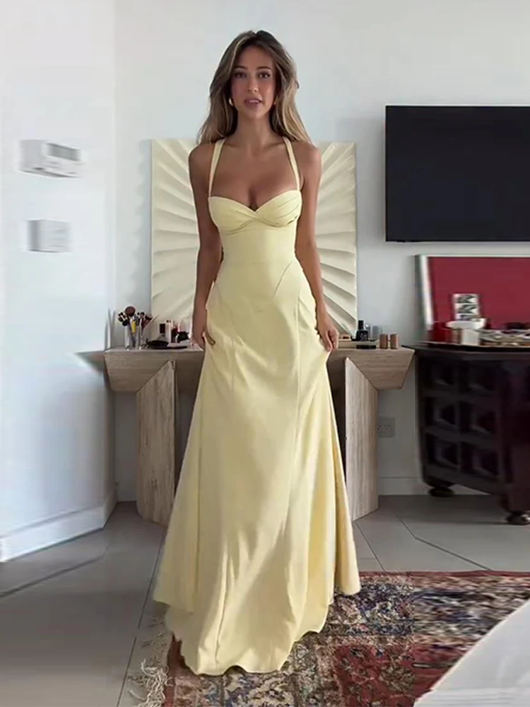 Women 's Dress Elegant Spaghetti Straps Lace Up Back High Slit Sleeveless Evening Dresses Lady 2026 Summer Woman Party Vestidos 3