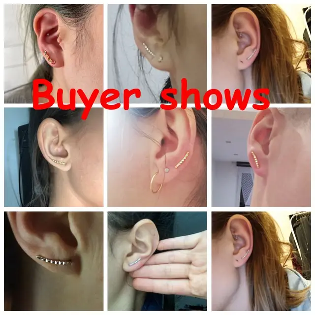 Grimpeur d'oreilles en argent sterling 925 - Oreilles sur chenilles - Grimpeur d'oreilles de manchette d'oreille - Grimpeur d'oreille martelé - Boucles d'oreilles martelées pour femmes