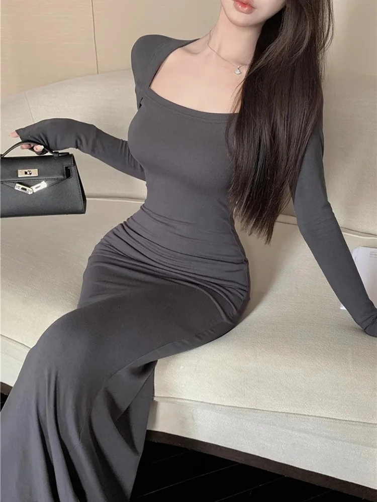 Neue Frauen Bodycon täglichen Urlaub Langarm Kleid Dame prägnant sexy Club Kleid weiblich bequem außerhalb Streetwear Kleid – Detail 8