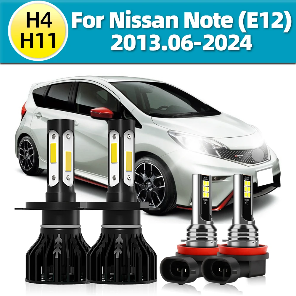 360&deg; LED Headlights H4 Hi/Lo 12000LM / Car Fog Lamps H11 For Nissan Note (E12) 2013 2014 2015 -